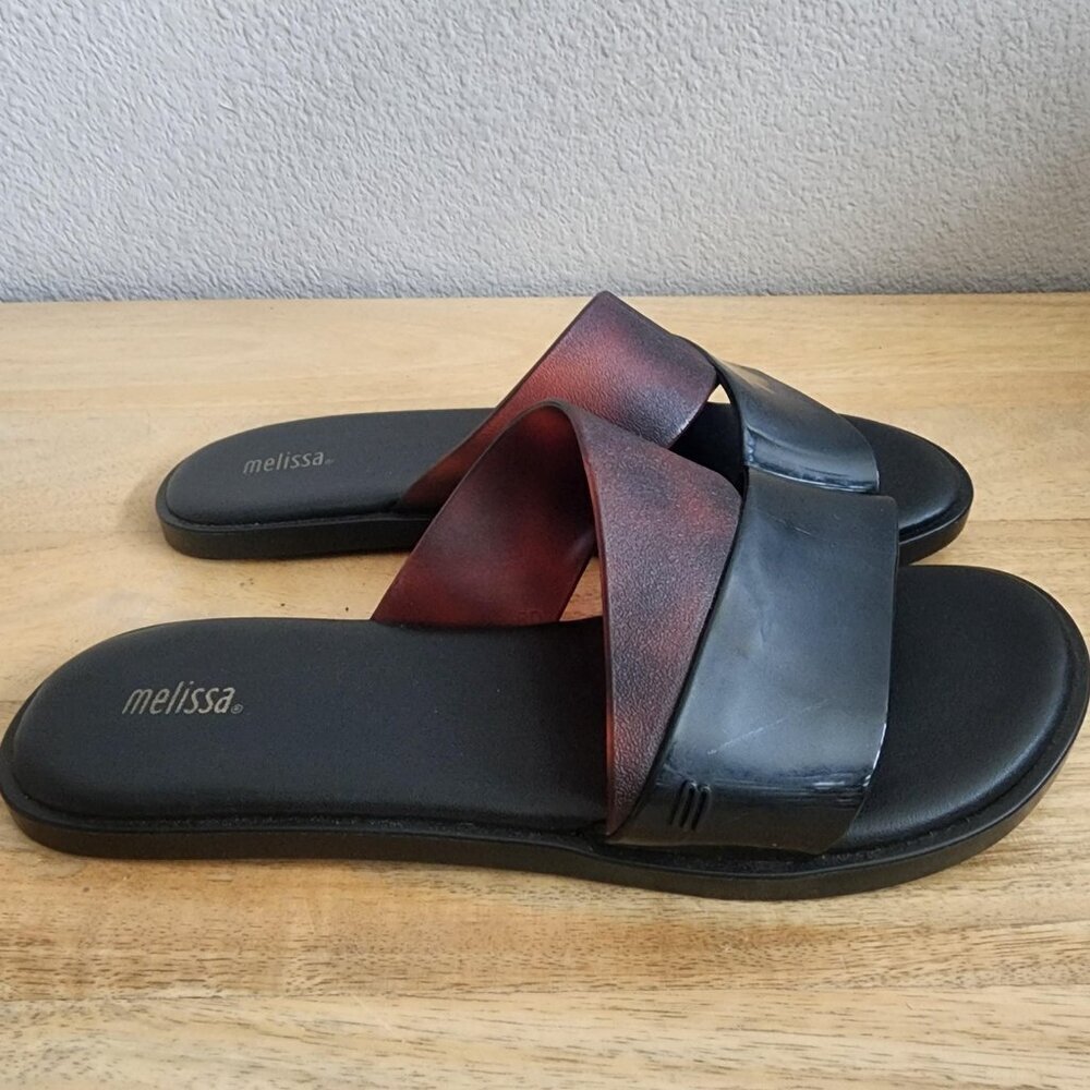 Melissa Shoes Womens Size 9 38 Black Brown Slide Sandals Made Brazil Comfortable